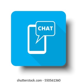 White Chat icon on blue web button