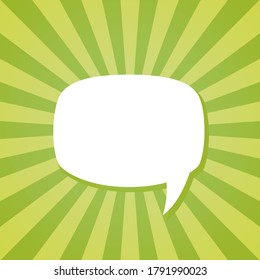 white chat speech bubble on sunlight shining pink background. Talk, chat message, comment, communicate, messenger concept. Vector flat icon. Tint, hint, quote, citation. Help cartoon window.