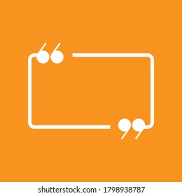 white chat speech bubble with quote marks isolated on red background. Vector flat icon. Tint, hint, quote, citation. citation,  communication, education picture. Help window.