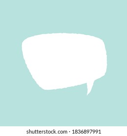 white chat speech bubble with shadow on powder blue background. Talk, chat message, comment, communicate, messenger concept. Vector flat icon. Tint, hint, quote, citation. Help window.