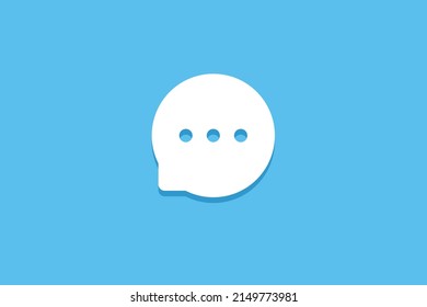 Símbolo blanco de conversación sobre el fondo azul.  Ilustración de conversación con sombra