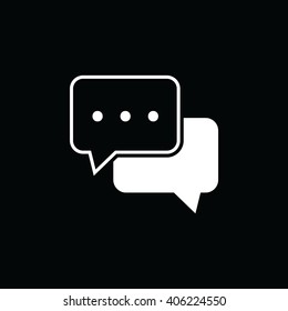 White chat vector icon. Black background