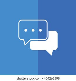 White chat vector icon. Blue background