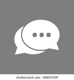 White chat vector icon. Gray background