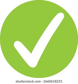Weißer Scheck zentriert in Kalkkreissymbol, ideales Symbol für Genehmigungs- oder Abschlussbenachrichtigungen.