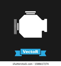 White Check engine icon isolated on black background.  Vector Illustration