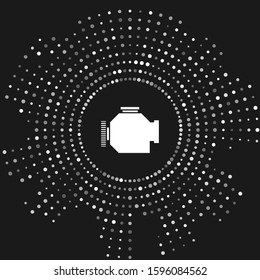 White Check engine icon isolated on grey background. Abstract circle random dots. Vector Illustration