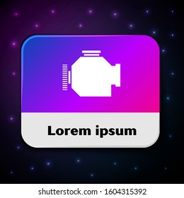 White Check engine icon isolated on black background. Rectangle color button. Vector Illustration