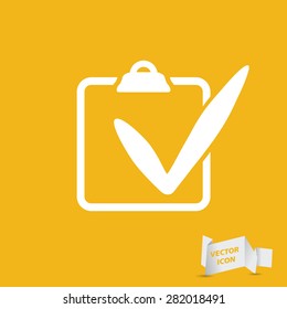 white check list icon on a yellow background