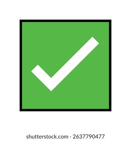 White check mark inside green square box