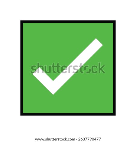 White check mark inside green square box