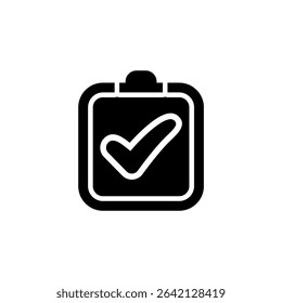 White Check Mark on Black Clipboard Illustration
