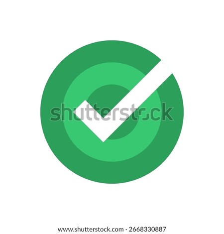 White check mark on green circle target icon flat vector design