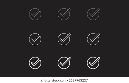 White Check Mark Vector Design Black BG.