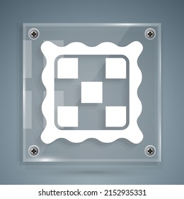 White Checkered Napkin Icon Isolated On Grey Background. Square Glass Panels. Vector