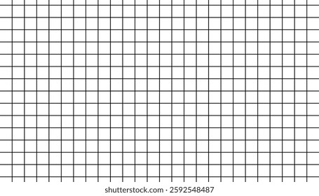 White checkered paper texture background. Geometric pattern featuring white squares outlined with black lines. Modern look, perfect for backgrounds, textiles, or digital design projects.