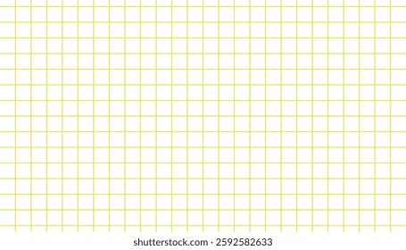 White checkered paper texture background. Geometric pattern featuring white squares outlined with yellow lines. Modern look, perfect for backgrounds, textiles, or digital design projects.
