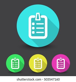 White Checklist icon in different colors set