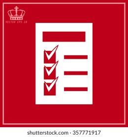 White checklist icon - vector