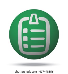 White Checklist web icon on green ball
