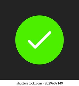White Checkmark Button on Green Rounded Background. Isolated UI Icon. Vector illustration