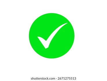 White checkmark inside green circle icon symbol for approval success