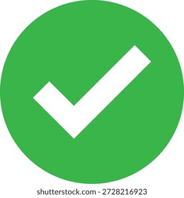 Marca de verificación blanca dentro del círculo verde vibrante.
