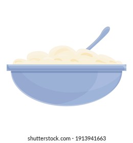 Icono del tazón de queso blanco. Caricatura del icono vectorial del cuenco de queso blanco para diseño web aislado en fondo blanco