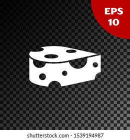 White Cheese icon isolated on transparent dark background.  Vector Illustration