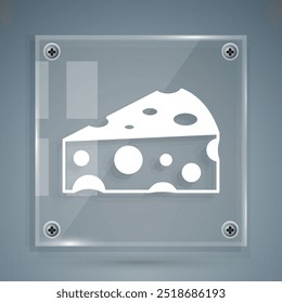Weißer Käse einzeln auf grauem Hintergrund. Quadratische Glasplatten. Vektorgrafik