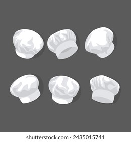 white chef hat collection. Professional chef toques, headgear isolated,vector set