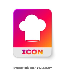 White Chef hat icon isolated on white background. Cooking symbol. Cooks hat. Rectangle color button. Vector Illustration