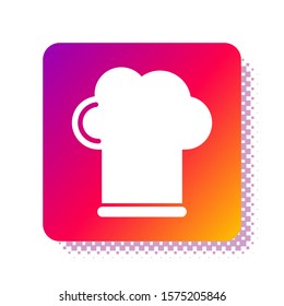 White Chef hat icon isolated on white background. Cooking symbol. Cooks hat. Square color button. Vector Illustration