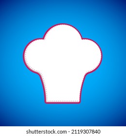Icono del sombrero del chef blanco aislado en fondo azul. Símbolo de cocina. Cocina sombrero.  Vector