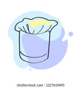 White chef hat isolated on white background vector logo, restaurant design, vector illustration. Chef hat icon line style