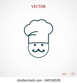 white chef icon, Vector EPS 10 illustration style