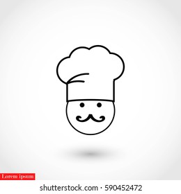 white chef icon, Vector EPS 10 illustration style