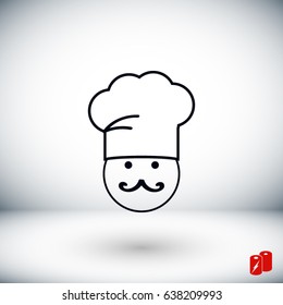 white chef icon, Vector EPS 10 illustration style