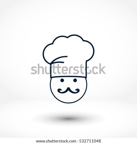 white chef icon, Vector EPS 10 illustration style