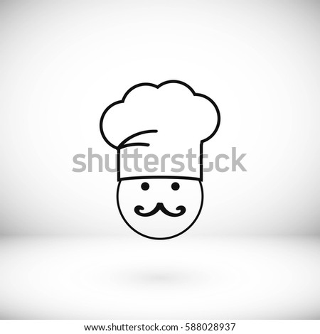 white chef icon, Vector EPS 10 illustration style