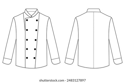 White chef jacket vector illustration. Cook uniform, shirt on white Versatex Chef Jacket