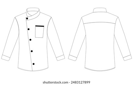 White chef jacket vector illustration. Cook uniform, shirt on white Versatex Chef Jacket