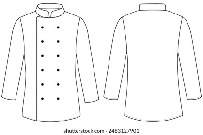 Ilustración vectorial de chaqueta de chef blanca. Cook uniforme, camisa en blanco Versatex Chef Chaqueta