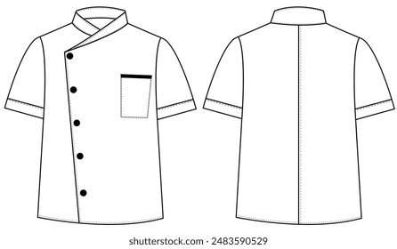 White chef jacket vector illustration. Cook uniform, shirt on white Versatex Chef Jacket	