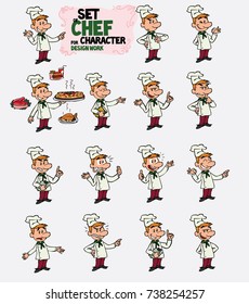 White chef. Set of postures of the same character in different expressions. Sad, happy, angry ... Always showing, as if he were in front of a blackboard, the data you want.
