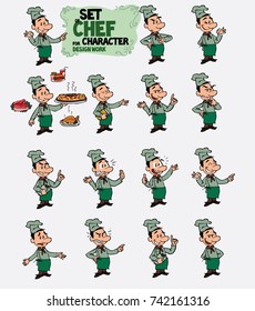 White chef. Set of postures of the same character in different expressions. Sad, happy, angry ... Always showing, as if he were in front of a blackboard, the data you want.
