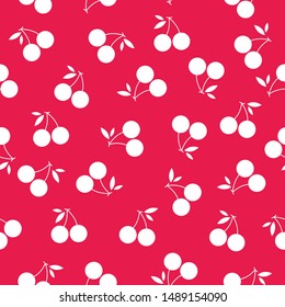 White cherries on red background.Vector illustration.