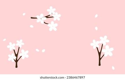 White cherry blossom Sakura Japanese flower icon on pink background vector illustration. 