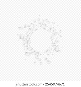 White Cherry Vector Transparent Background. Snowy Falling Flower Banner. Japanese Lotus Template. Delicate Petal Tender Frame.