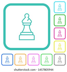 White chess bishop vivid colored flat icons in curved borders on white background